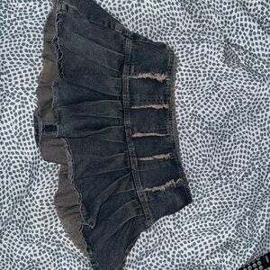 SHEIN ICON Pleated Hem Denim Skirt For Summer